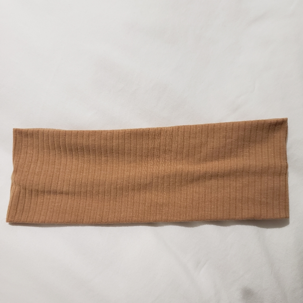Caramel Colored Cotton Ribbed Headband or Headwrap